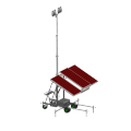 A mobile lighting tower with solar panels